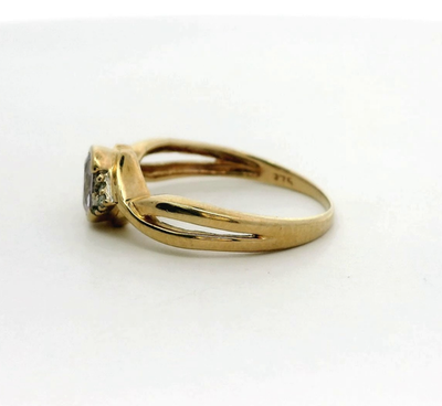 9ct Gold Ring Sapphire Diamond Stones Size N 1/2 375 Stamped 2g Crossover Band