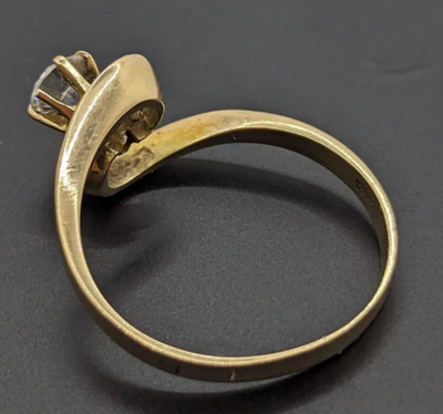 Vintage 14ct Yellow Gold Ring Cubic Zirconia Stone Solitaire Stamped Size P
