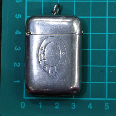 The Beacon Brass Vesta Case Silver Plated Match Safe Pre-1970 56mm x 35mm