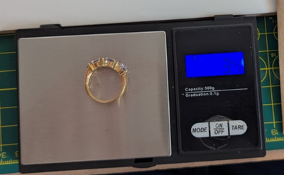 9ct Gold Ring Tanzanite Trillion Cut Solid Band Hallmark Size N