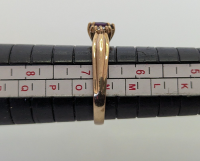 9ct Gold Ring Amethyst Diamond Hallmark Size M 1/2