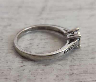 Diamond Engagement Ring 9ct White Gold Size L 0.10ct Round Band 2g Hallmarked