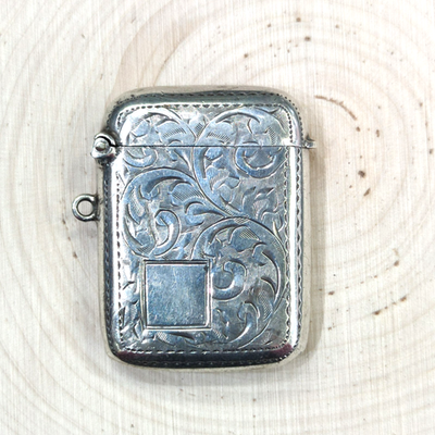 Antique 1877 Victorian Sterling Silver Vesta Case Match Safe Birmingham JR 20g