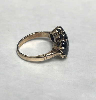 9ct Gold Ring Sheen Obsidian Solid Band Hallmark Size J