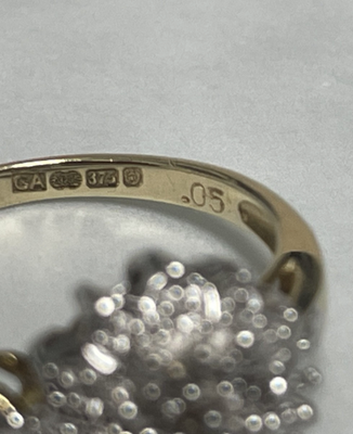 9ct Gold Ring Diamond 0.05ct Solid Band Metal Hallmark Size L