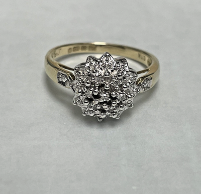 9ct Gold Ring Diamond 0.05ct Solid Band Metal Hallmark Size L