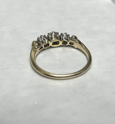 14ct Gold Ring Diamond Solid Band 14k Stamped Size O 1/2 April Birthstone