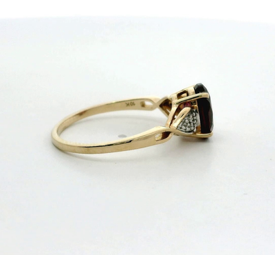 9ct Gold Ring Garnet Zircon Stones Size S Hallmarked 375 Certification 2.6g