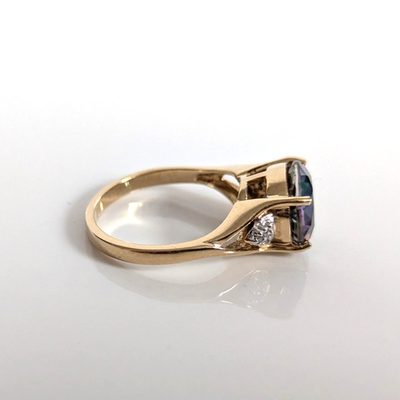 9ct Gold Cocktail Ring Topaz Diamond Size N 1/2 Hallmark 375 Solitaire Nov 3.6g