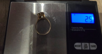 9ct Gold Ring Smokey Quartz Solid Band Hallmark Size Q