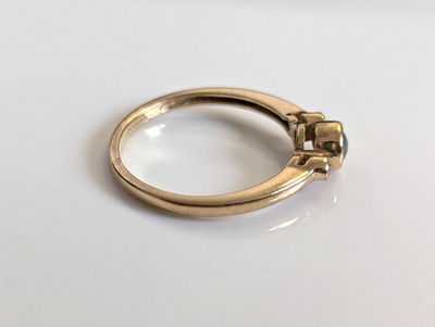 9ct Gold Ring Tiger eye and Diamond Solid Band Hallmark Size N 1/2