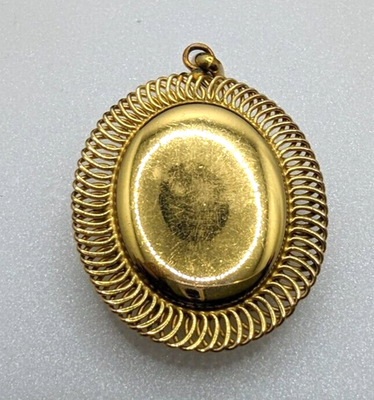 18ct Rolled Gold Vermeil Silver Photo Locket Pendant Floral Egyptian Hallmark