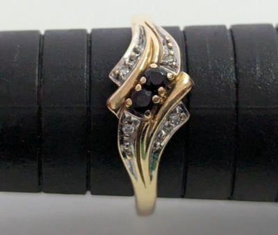 9ct Gold Ring Sapphire and Diamond 1989 Hallmarked Size R 2.1g