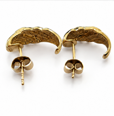 9ct Yellow Gold Diamond Cuff Earrings Half Hoop Hallmarked 375 Butterfly Stud