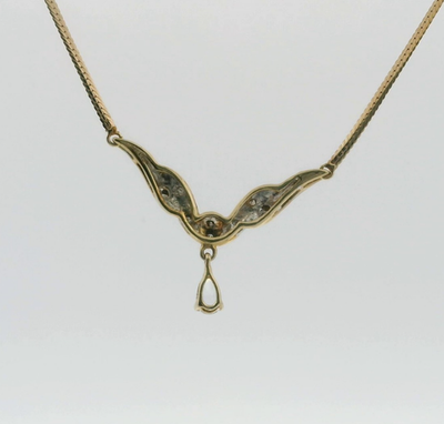 9ct Yellow Gold Pendant Necklace Topaz and Diamonds Stones Hallmarked 44cm Long