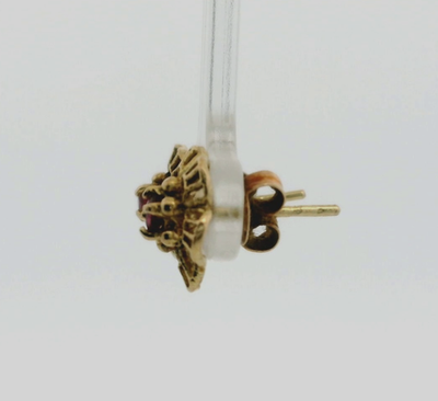 9ct Gold Stud Earrings Garnet Red Stones Hallmarked 1.8g Butterfly Backs