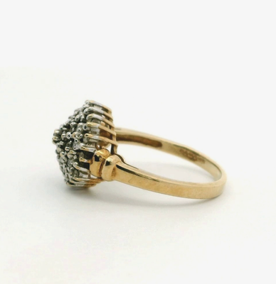 9ct Gold Ring Diamond Cluster Gemstones Size N Hallmarked 3.8g Cluster Setting