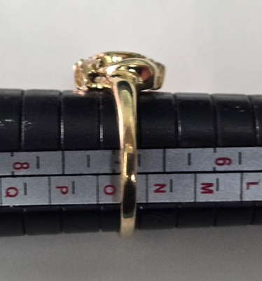 9ct Gold Ring Citrine Diamond Stones Size N 1/2 Hallmarked 375 2.6g