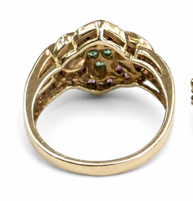 9ct Gold Tourmaline & Topaz Gemstone Ring Hallmarked Size N