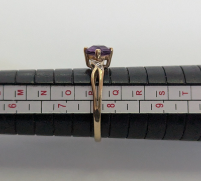 9ct Gold Ring Amethyst Diamond Hallmark Size P 1.9g