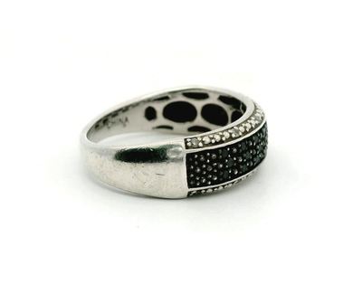 Silver Diamond Pavé Ring Size P 925 Stamped Wide Cluster Setting 4g