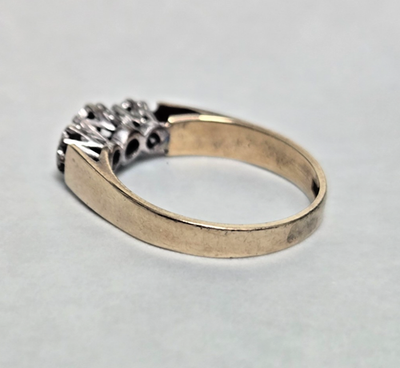9ct Gold Ring Diamond Three Hallmark Size N Vintage