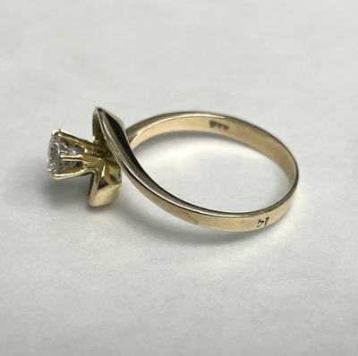 Vintage 14ct Yellow Gold Ring Cubic Zirconia Stone Solitaire Stamped Size P