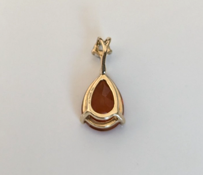 10ct Yellow Gold Pendant Opal Topaz Stone 16mm x 9mm 0.8g Prong Setting