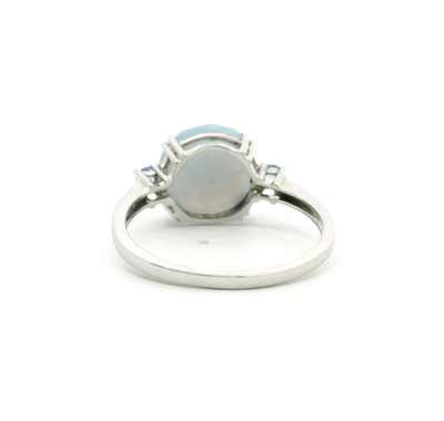 Opal Amethyst Ring 9ct White Gold Hallmarked Size S 2.5g October Birthstone