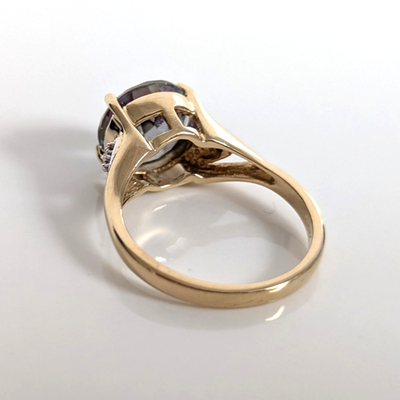 9ct Gold Cocktail Ring Topaz Diamond Size N 1/2 Hallmark 375 Solitaire Nov 3.6g