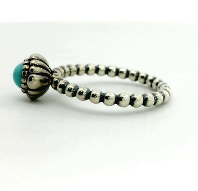 Pandora Silver Ring Turquoise 925 ALE Stamped Size O 1/2 December Birthstone