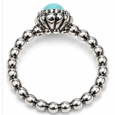 Pandora Silver Ring Turquoise 925 ALE Stamped Size O 1/2 December Birthstone
