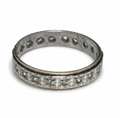 9ct Gold Silver Spinel Ring Size L 1/2 Hallmarked 375 Eternity Stacking