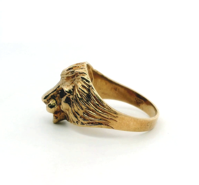 9ct Yellow Gold Lion Ring Garnet Red Eye Stones Hallmarked Size T 6.1g