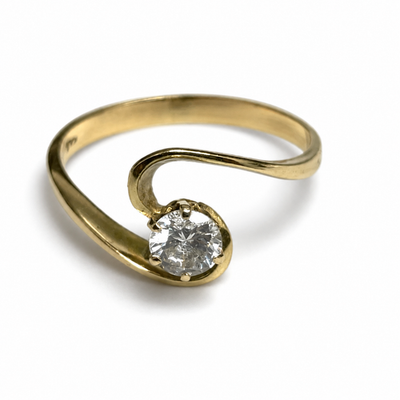 Vintage 14ct Yellow Gold Ring Cubic Zirconia Stone Solitaire Stamped Size P