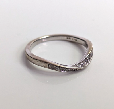 18ct White Gold Ring 10 Diamond Solid Band Hallmark Size J 1/2