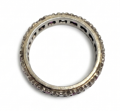 9ct Gold Silver Ruby Spinel Eternity Ring Size J 1/2 Hallmarked 375 Band 2.3g