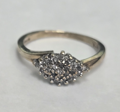 9ct Gold Diamond Ring 0.15ct Size N Hallmarked 375 Marquise Cluster April