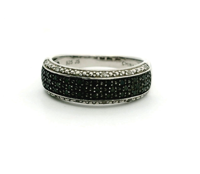 Silver Diamond Pavé Ring Size P 925 Stamped Wide Cluster Setting 4g
