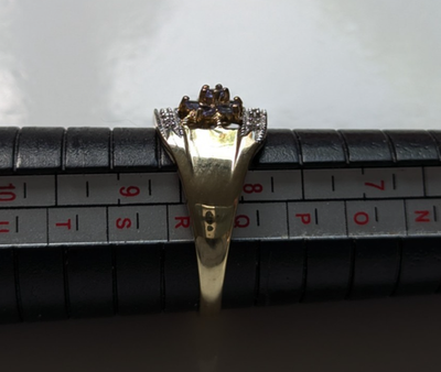 9ct Gold Filigree Ring Tanzanite Diamond Stones Size Q Metal Hallmarked 3.3g