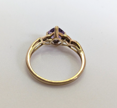 9ct Gold Ring Amethyst Diamond Hallmark Size P 1.9g