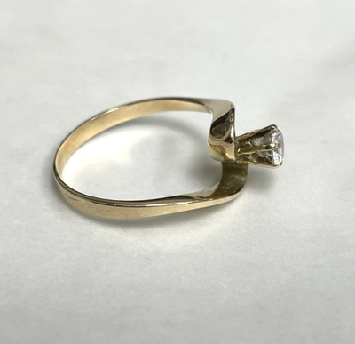 Vintage 14ct Yellow Gold Ring Cubic Zirconia Stone Solitaire Stamped Size P