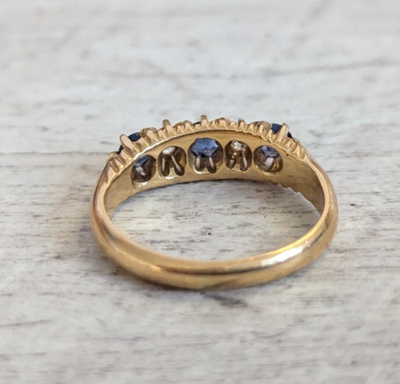 18ct Gold Sapphire Diamond Ring Size L 1/2 Hallmark 750 5 3.9g