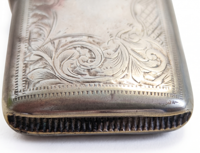 Antique Silver Plated Vesta Case Scroll Engraved Match Safe Victorian Pocket Box