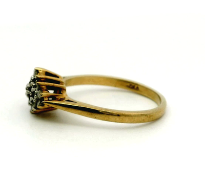 9ct Gold Ring Diamond Cluster Setting Size O Metal Dia Hallmarked 2.5g