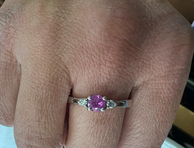 Silver Ruby Topaz Ring Hallmark July Birthstone Cluster 3.1g 925 Sterling