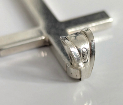 Silver Plain Latin Cross Pendant Charm 925 Stamped Bail 3.8g Religious Jewellery