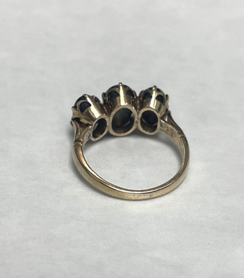 9ct Gold Ring Sheen Obsidian Solid Band Hallmark Size J