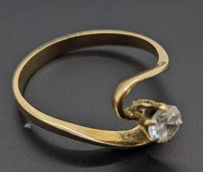 Vintage 14ct Yellow Gold Ring Cubic Zirconia Stone Solitaire Stamped Size P