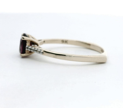 9ct Gold Ring Tourmaline Diamond Stones Size S Hallmark October Birthstone 2.4g